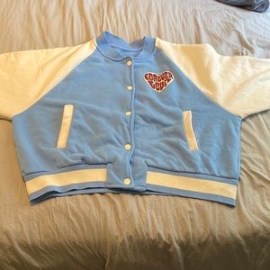BLUE And WHITE varsity jacket with patch